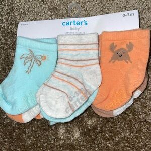 Carter's Baby Socks 6-Pack in Blue, White, and Orange